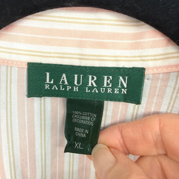 Lauren Ralph Lauren NWT Womens Striped Pajama Set Pink White Cotton XL/M - Picture 3 of 11